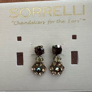 Vintage Sorrelli Raw Sugar Flower shaped Dangle Earrings, pre 2009 collection